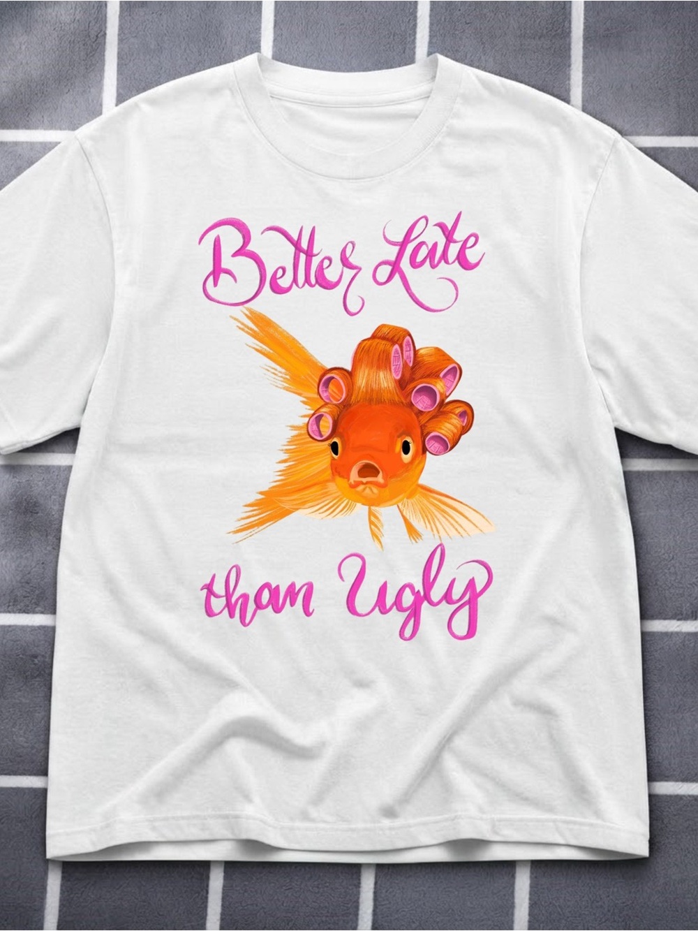 Gildan Better Late Than Ugly White Graphic Tee